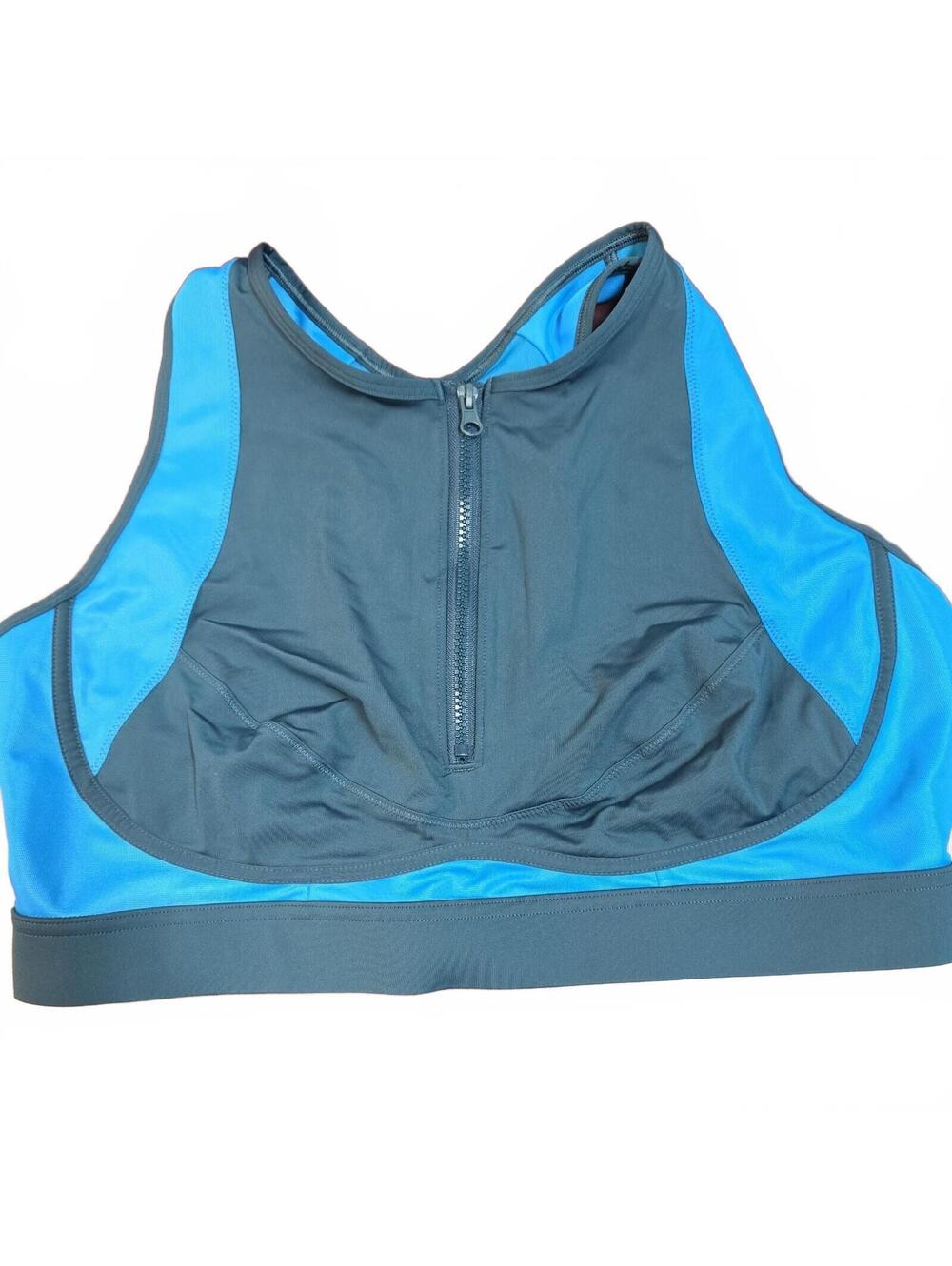 Fabletics Blare Zip FrontHigh Impact Sports Bra Blue Women's 2X